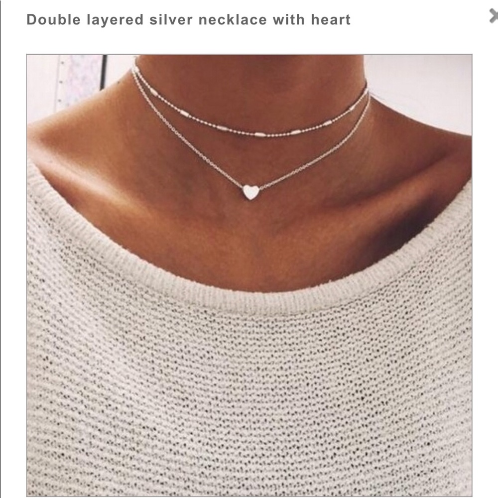 Double layer heart necklace